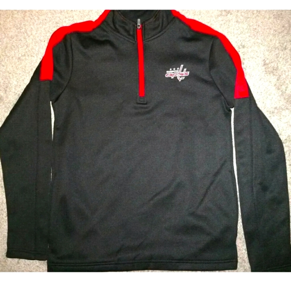 Washington Capitals Authentic NHL Qtr Zip Long Sleeve Shirt - Mens Small, Black